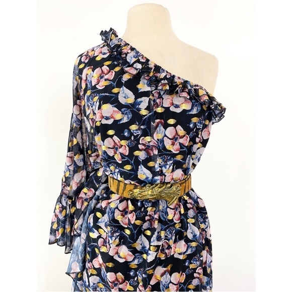 Dalia Macphee beautiful one-shoulder floral maxi dress NWT - Picture 6 of 12